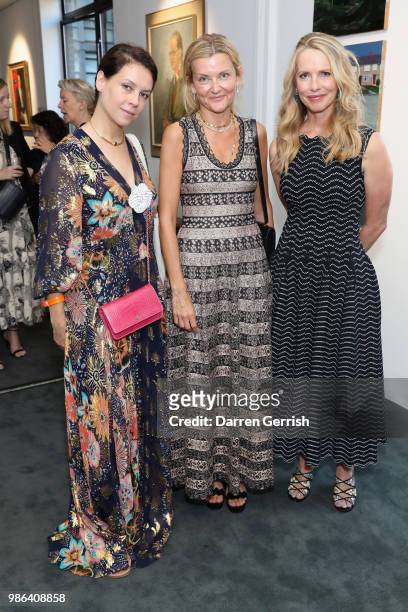 Charlotte Stockdale, Anita Borzyszkowska and Laurene Powell attend the Chancellor's Circle Reception and Dinner at Royal College of Art on June 28,...