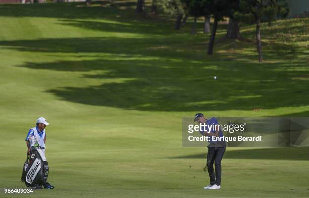 Alexandre Rocha of Brazil hits from the 13th fairway during the final round of the PGA TOUR Latinoamerica 59º Abierto Mexicano de Golf at Club...