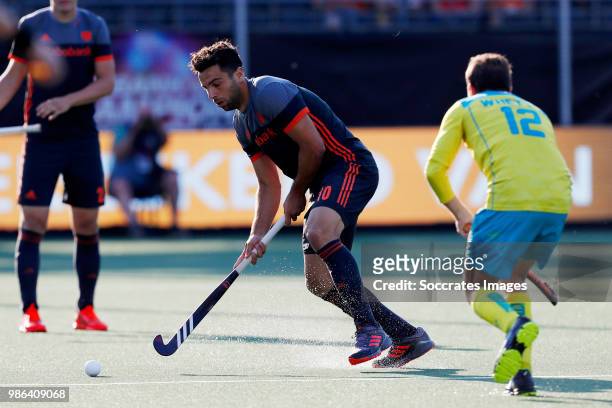 Valentin Verga of Holland during the Champions Trophy match between Holland v Australia at the Hockeyclub Breda on June 28, 2018 in Breda Netherlands