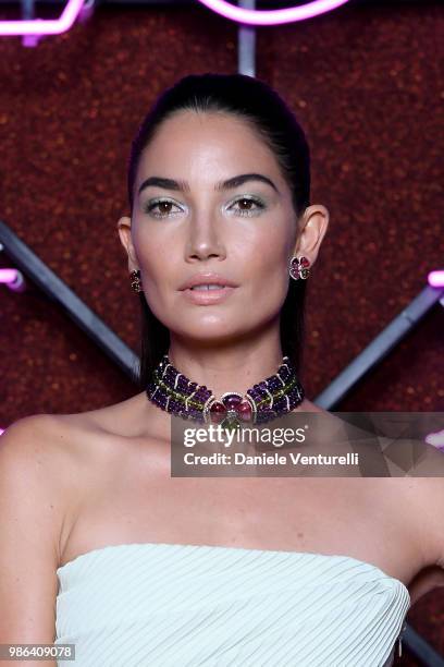 Lily Aldridge attends BVLGARI Dinner & Party at Stadio dei Marmi on June 28, 2018 in Rome, Italy.