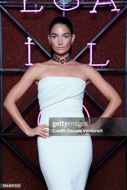 Lily Aldridge attends BVLGARI Dinner & Party at Stadio dei Marmi on June 28, 2018 in Rome, Italy.