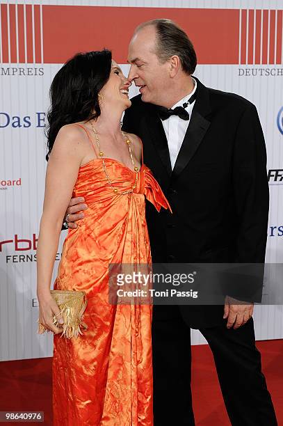 Actor Herbert Knaup and wife Christiane Knaup attend the 'German film award 2010' at Friedrichstadtpalast on April 23, 2010 in Berlin, Germany.