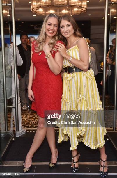 Ruth Moschner and Cathy Hummels attend the Thomas Sabo AW18 collection launch at their Flagship store on Neuer Wall Street on June 28, 2018 in...