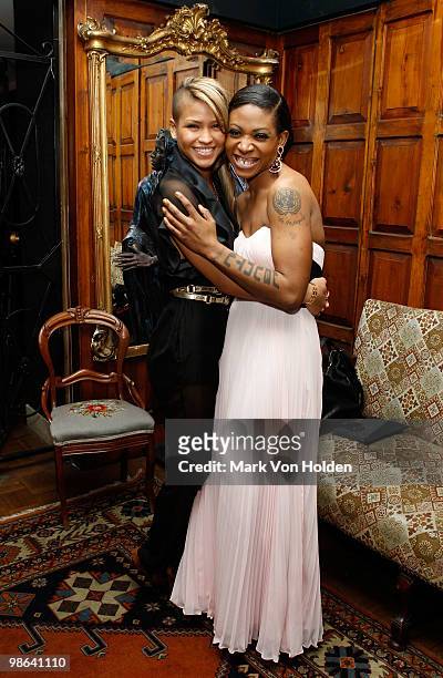 Musical artist Cassie and celebrity activist Suzanne "Africa" Engo attend the I Love Africa private send off dinner for the Riviera to Africa Run for...
