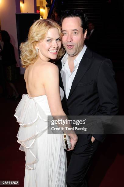 Actress Anna Loos and husband actor Jan Josef Liefers attend the 'German film award 2010' at Friedrichstadtpalast on April 23, 2010 in Berlin,...