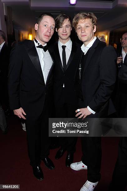 Director Marco Kreuzpaintner and actor David Kross and Matthias Schweighoefer attend the aftershow party of 'German film award' at...
