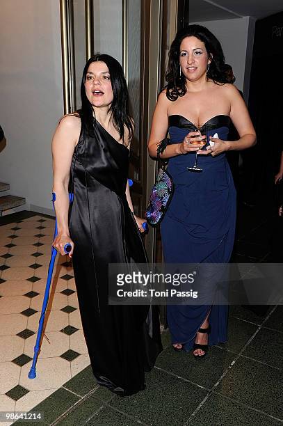 Jasmin Tabatabai and Minu Barati Fischer attend the aftershow party of 'German film award' at Friedrichstadtpalast on April 23, 2010 in Berlin,...