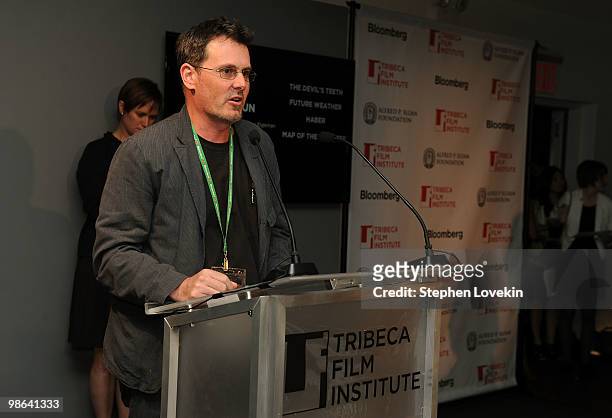 Writer/director Christopher Eigeman speaks at the TFI Awards Ceremony during the 2010 Tribeca Film Festival at The Union Square Ballroom on April 23,...