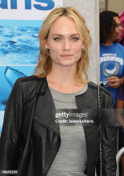 Actress Amber Valletta attends the premiere of "Oceans" at the El Capitan Theatre on April 17, 2010 in Hollywood, California.