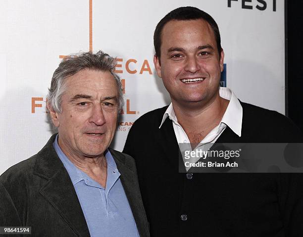 Tribeca Film Festival co-founder, Robert De Niro and Producer Jamie Patricof attend the "Straight Outta L.A." premiere during the 9th Annual Tribeca...