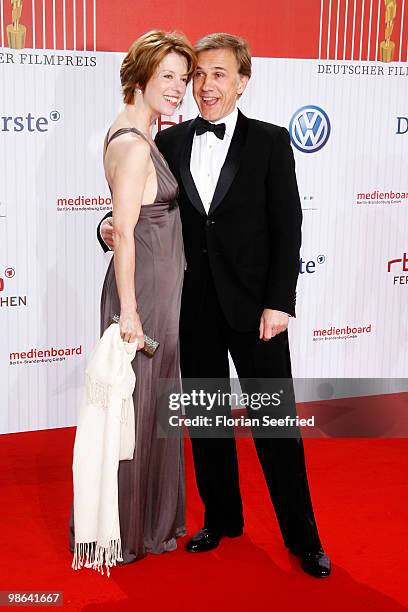 Actor Christoph Waltz and Judith Holste attend the German film award at Friedrichstadtpalast on April 23, 2010 in Berlin, Germany.