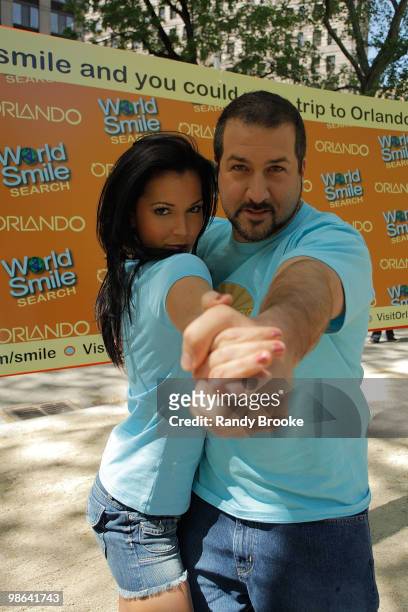 Melissa Rycroft and Joey Fatone attends Orlando�s World Smile Search Kick-Off in Madison Square Park on April 23, 2010 in New York City.