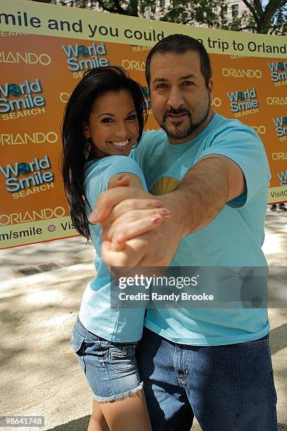 Melissa Rycroft and Joey Fatone attends Orlando�s World Smile Search Kick-Off in Madison Square Park on April 23, 2010 in New York City.