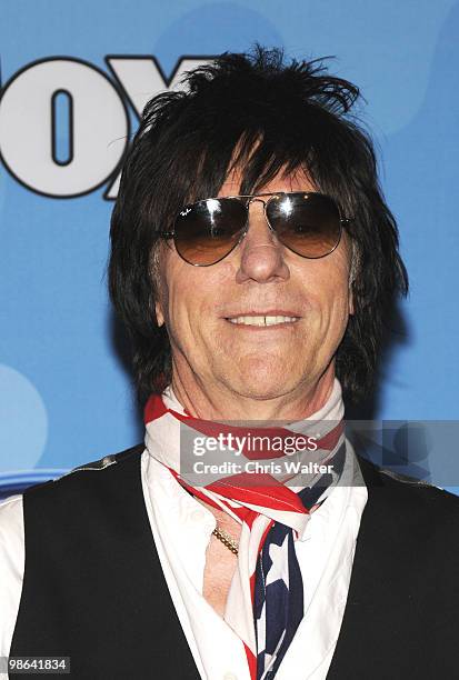 Jeff Beck poses in the press room at Idol Gives Back at Pasadena Civic Center on April 21, 2010 in Pasadena, California.