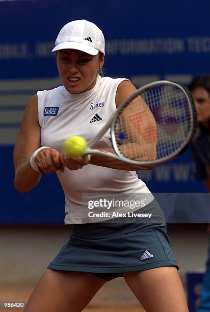 Martina Hingis of Switzerland in action during her 4-6, 6-7 defeat to Amelie Mauresmo of France in the Semi Final of the Italian Open, Rome. DIGITAL...