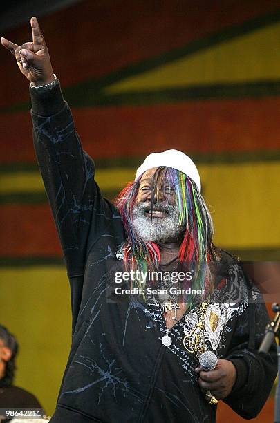 George Clinton performs at the 2010 New Orleans Jazz & Heritage Festival Presented By Shell at the Fair Grounds Race Course on April 23, 2010 in New...