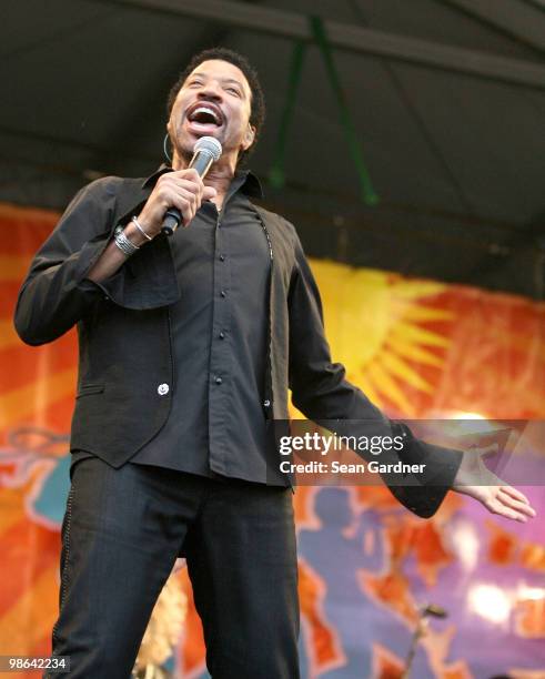 Lionel Richie performs at the 2010 New Orleans Jazz & Heritage Festival Presented By Shell at the Fair Grounds Race Course on April 23, 2010 in New...