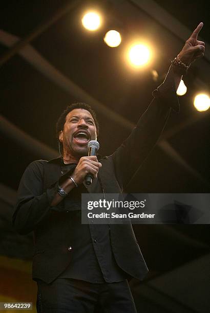 Lionel Richie performs at the 2010 New Orleans Jazz & Heritage Festival Presented By Shell at the Fair Grounds Race Course on April 23, 2010 in New...