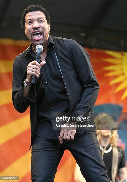 Lionel Richie performs at the 2010 New Orleans Jazz & Heritage Festival Presented By Shell at the Fair Grounds Race Course on April 23, 2010 in New...