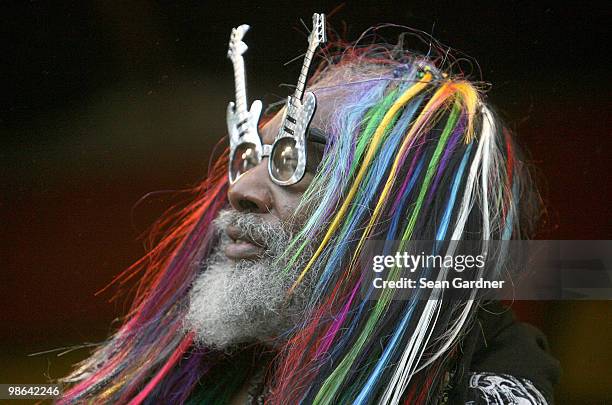 George Clinton performs at the 2010 New Orleans Jazz & Heritage Festival Presented By Shell at the Fair Grounds Race Course on April 23, 2010 in New...