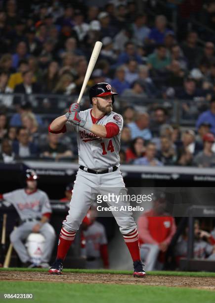 Mark Reynolds of the Washington Nationals bats against the New York Yankees during their game at Yankee Stadium on June 12, 2018 in New York City.