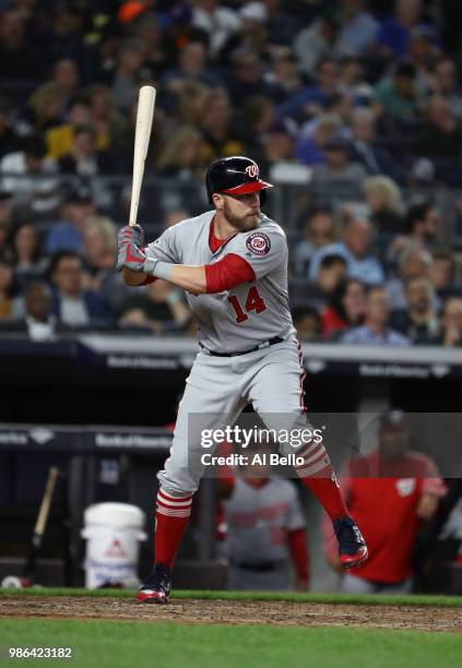 Mark Reynolds of the Washington Nationals bats against the New York Yankees during their game at Yankee Stadium on June 12, 2018 in New York City.