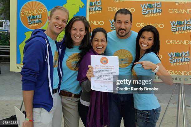 Orlando Smile Ambassadors and bloggers Kyle Post, Stacey Doornbus, Orlando Florida trip winner Phoebe Klicsu, Joey Fatone and Melissa Rycroft attends...