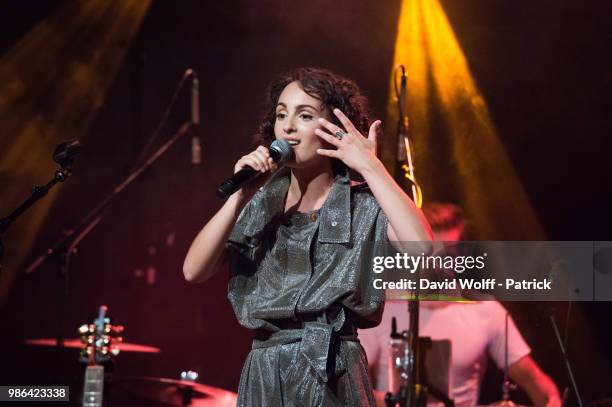 Barbara Pravi performs at Les Etoiles on June 28, 2018 in Paris, France.