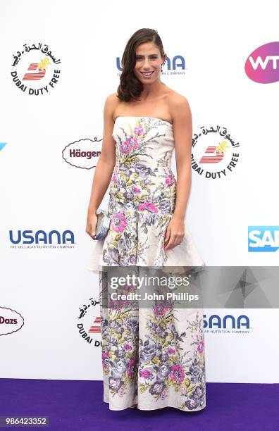 Johanna Konta attends the Women's Tennis Association Tennis on The Thames evening reception at OXO2 on June 28, 2018 in London, England. The event...