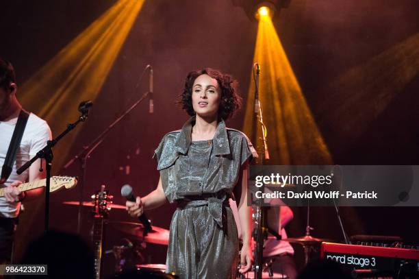 Barbara Pravi performs at Les Etoiles on June 28, 2018 in Paris, France.