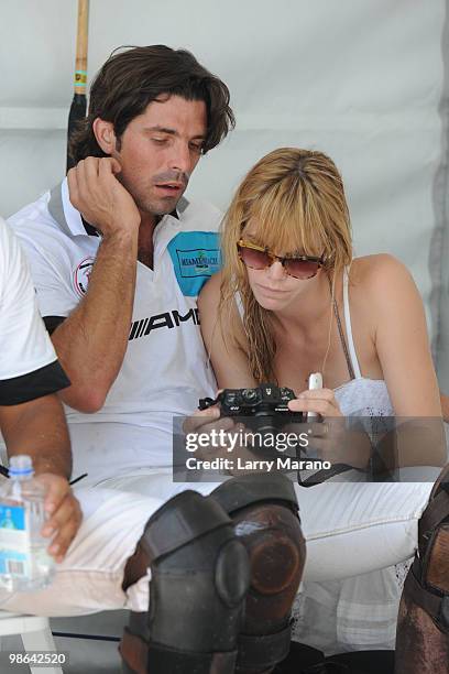 Nacho Figueras and his wife Delfine are seen on April 23, 2010 in Miami Beach, Florida.