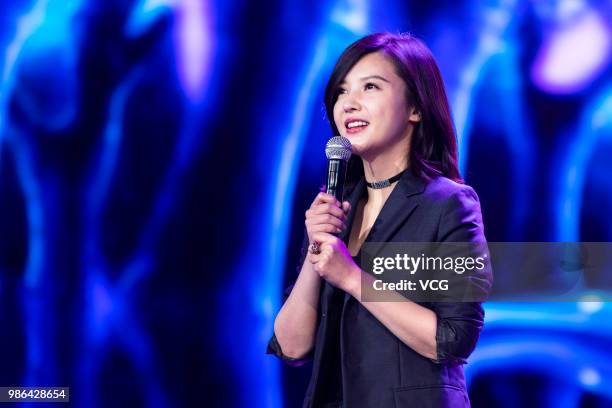 Actress Yang Zishan attends the Awarding Ceremony of Asian New Talent Award during the 21st Shanghai International Film Festival at Hai Shang Culture...