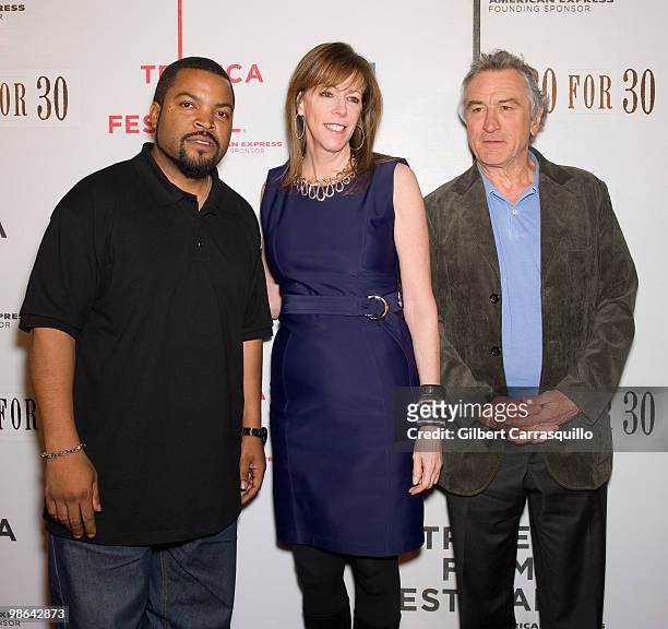 Director Ice Cube, Tribeca Film Festival co-fonder Jane Rosenthal and Tribeca Film Festival co-fonder Robert De Niro attend the "Straight Outta L.A."...