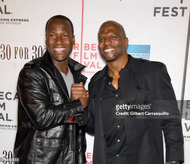 Player David Garrard and actor Terry Crews attend the "Straight Outta L.A." premiere at Tribeca Performing Arts Center on April 23, 2010 in New York,...