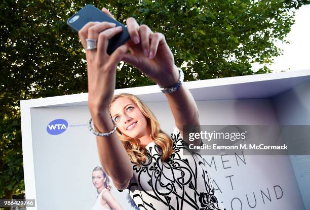 Petra Kvitova attends the Women's Tennis Association Tennis on The Thames evening reception at OXO2 on June 28, 2018 in London, England. The event...