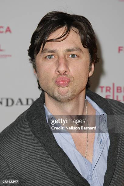 Actor Zach Braff attends Heineken's Nice Guy Johnny premiere after-party during Tribeca Film Festival at City Hall Restaurant on April 23, 2010 in...