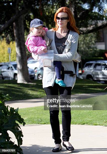 Marcia Cross, Eden and Savannah are seen at the park in Santa Monica on April 23, 2010 in Los Angeles, California.
