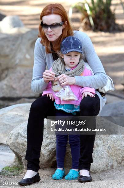 Marcia Cross, Eden and Savannah are seen at the park in Santa Monica on April 23, 2010 in Los Angeles, California.