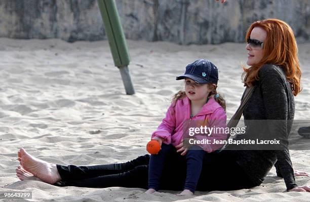 Marcia Cross, Eden and Savannah are seen at the park in Santa Monica on April 23, 2010 in Los Angeles, California.