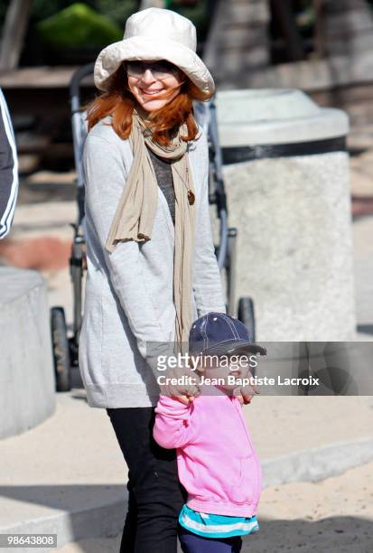 Marcia Cross, Eden and Savannah are seen at the park in Santa Monica on April 23, 2010 in Los Angeles, California.