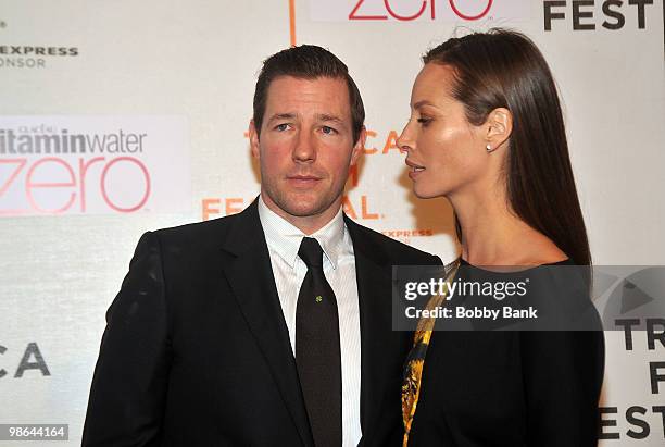 Edward Burns and Christy Turlington attend the "Nice Guy Johnny" premiere during the 9th Annual Tribeca Film Festival at Borough of Manhattan...