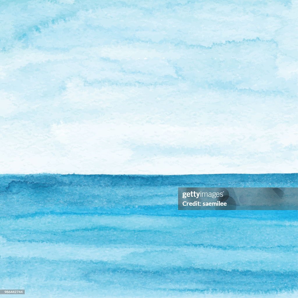 Watercolor Blue Ocean Background High-Res Vector Graphic - Getty Images