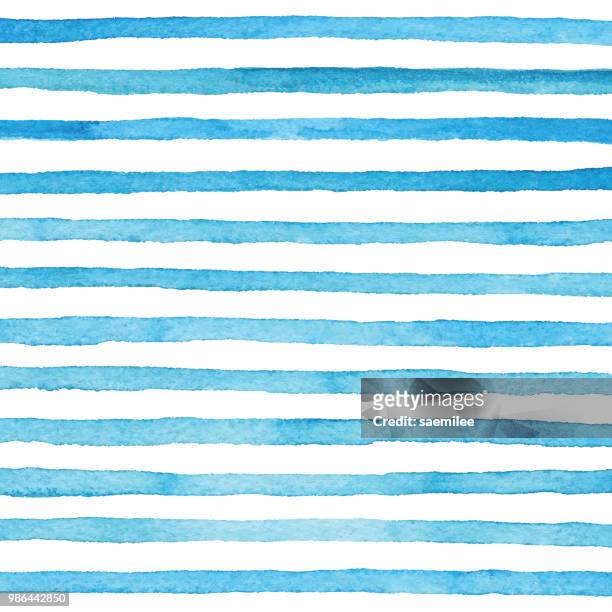 blue watercolor stripes pattern - strip stock illustrations