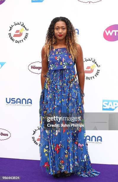 Naomi Osaka attends the Women's Tennis Association Tennis on The Thames evening reception at OXO2 on June 28, 2018 in London, England. The event was...