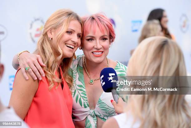 Lucie Safarova and Bethanie Mattek-Sands attend the Women's Tennis Association Tennis on The Thames evening reception at OXO2 on June 28, 2018 in...