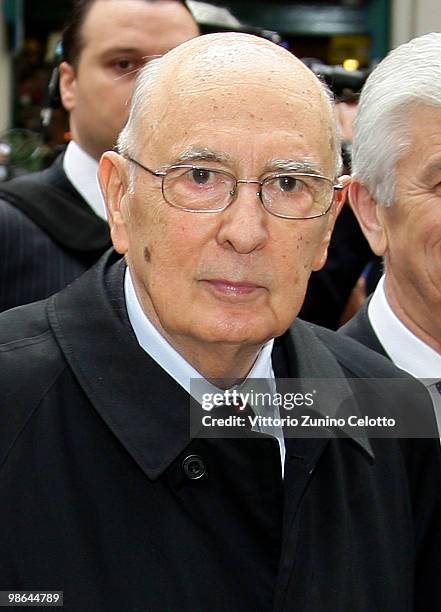 Italian President Giorgio Napolitano visits Milan for the celebrations of Italy's Liberation Day on April 24, 2010 in Milan, Italy. The day is taken...