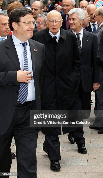 Italian President Giorgio Napolitano visits Milan for the celebrations of Italy's Liberation Day on April 24, 2010 in Milan, Italy. The day is taken...