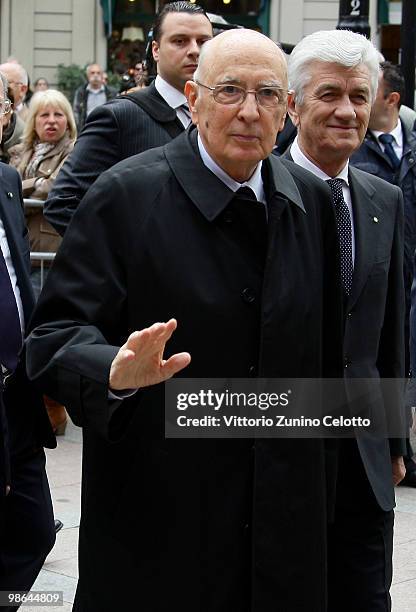 Italian President Giorgio Napolitano visits Milan for the celebrations of Italy's Liberation Day on April 24, 2010 in Milan, Italy. The day is taken...