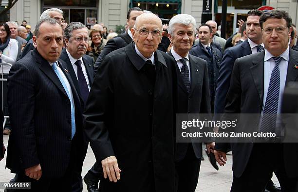 Italian President Giorgio Napolitano visits Milan for the celebrations of Italy's Liberation Day on April 24, 2010 in Milan, Italy. The day is taken...