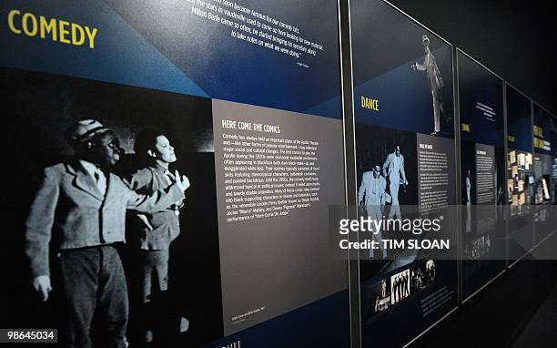 By Virginia MONTET, USA-music-theatre-history Posters at the Smithsonian's African American History and Culture exhibit "Ain't Nothing Like The Real...